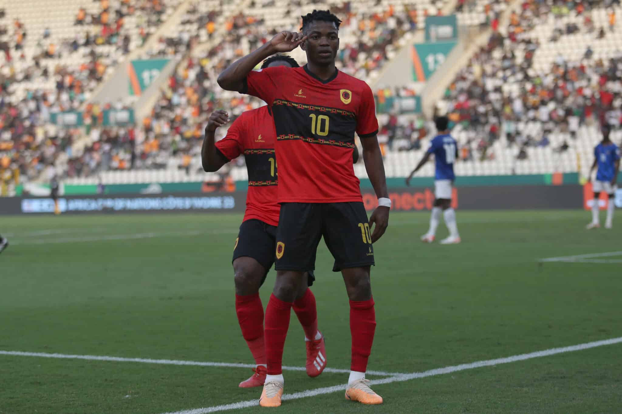 Gelson Dala of Angola celebrates goal with teammates during the 2023 Africa Cup of Nations