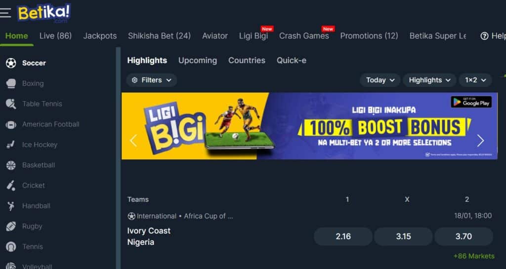 betika jackpots step 1