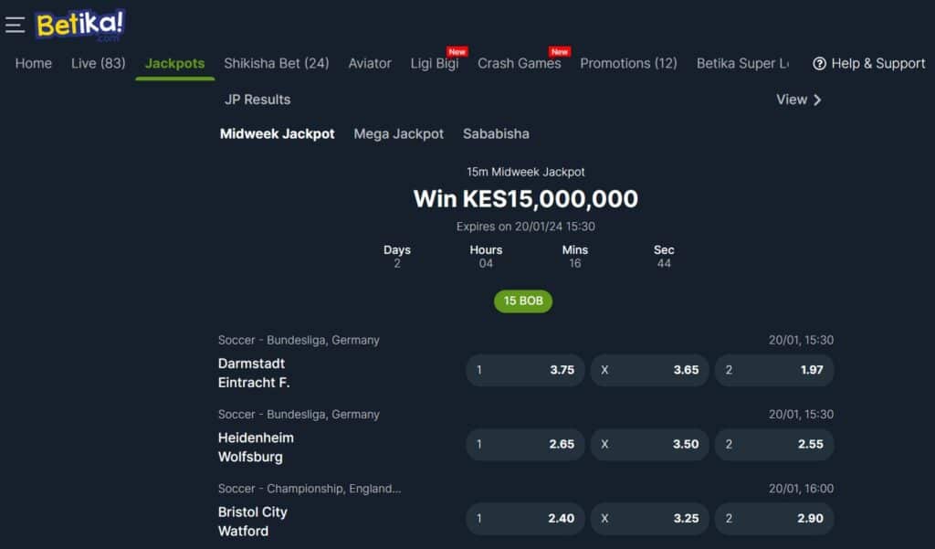 betika jackpots step 2
