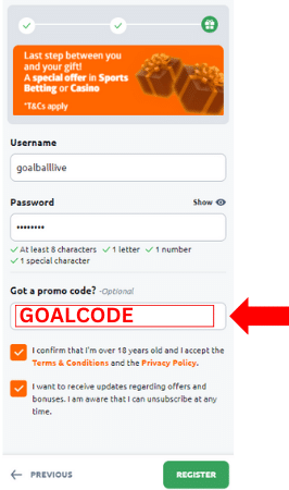 Betano registration with promo code