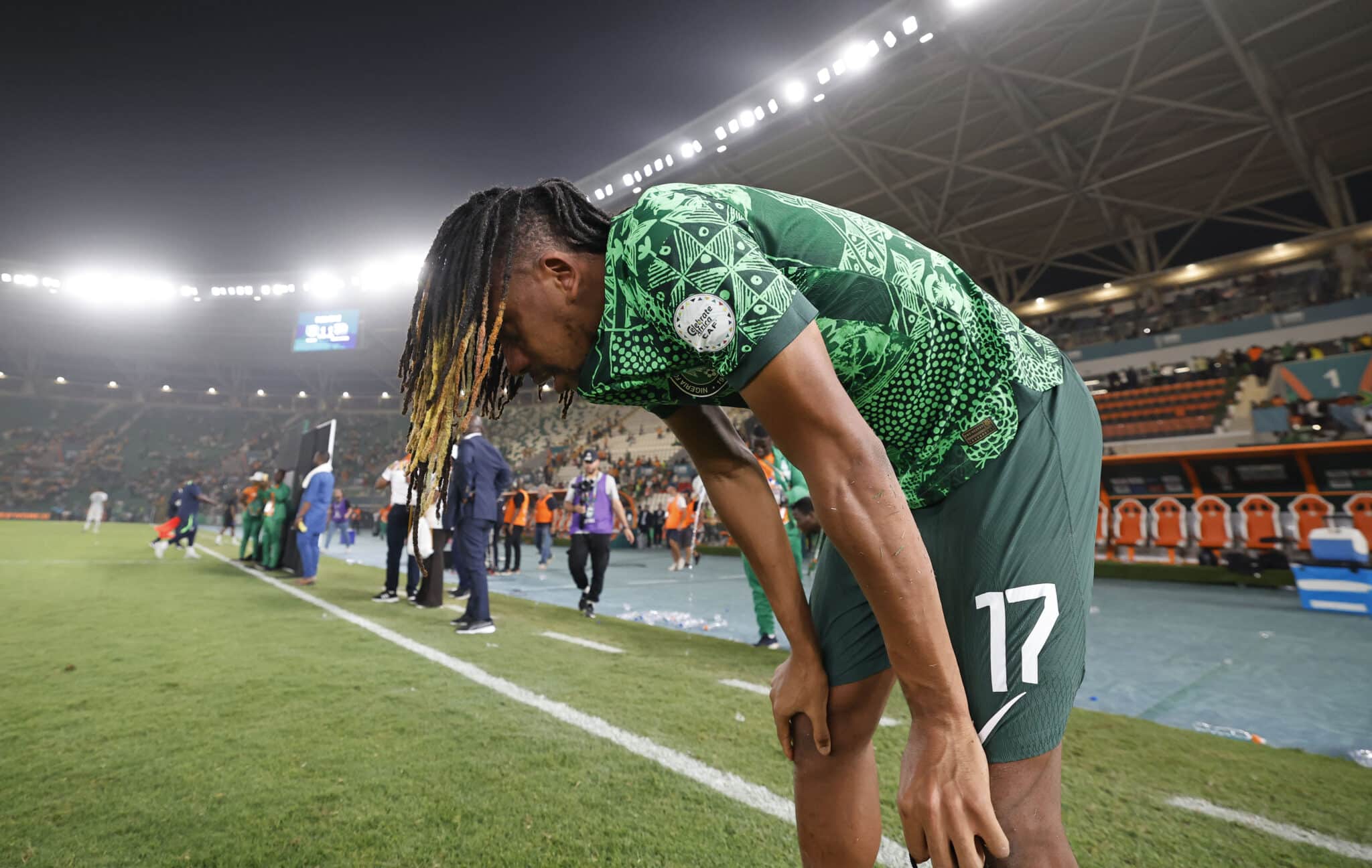 Alex Iwobi of Nigeria celebrates victory tears 