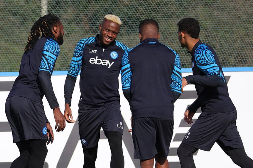 Victor Osimhen during training for Napoli