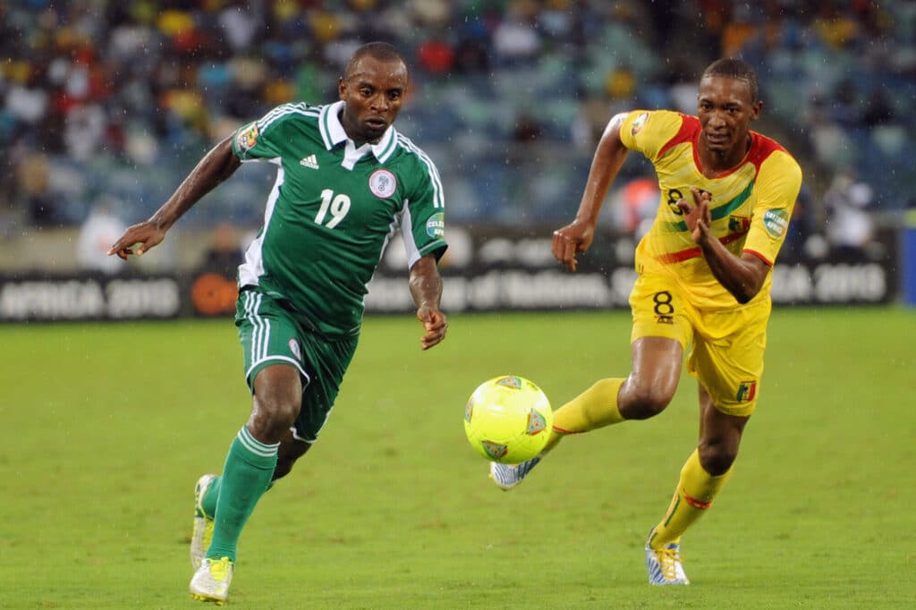 Sunday Mba in action for Nigeria FC