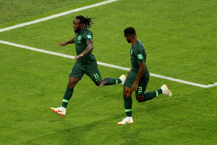 Victor Moses in action during Nigeria vs Argentina