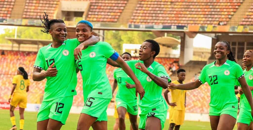 Super Falcons celebrate goal