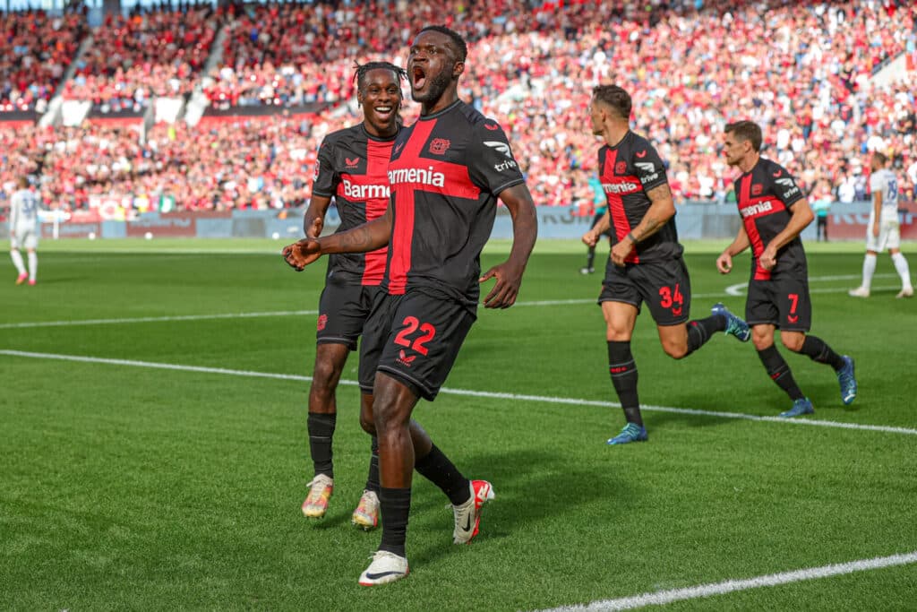 Victor Boniface in action for Bayer Leverkusen