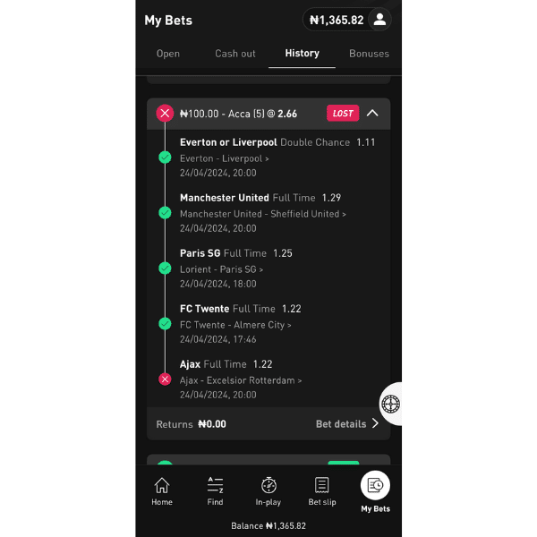 Livescore bet betslip