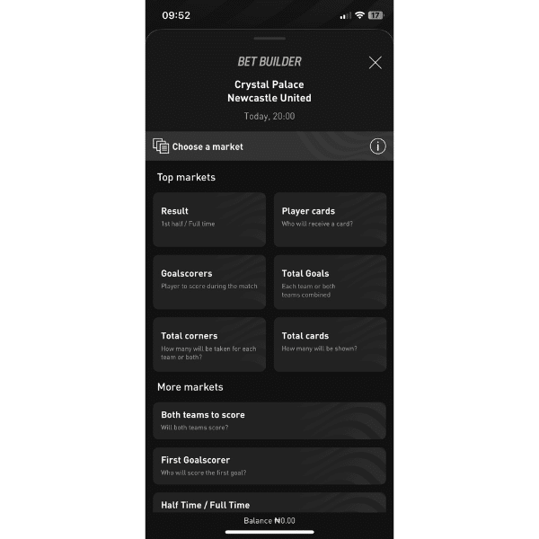 Livescore bet app bet builder