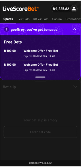 Livescore Bet free bet welcome bonus