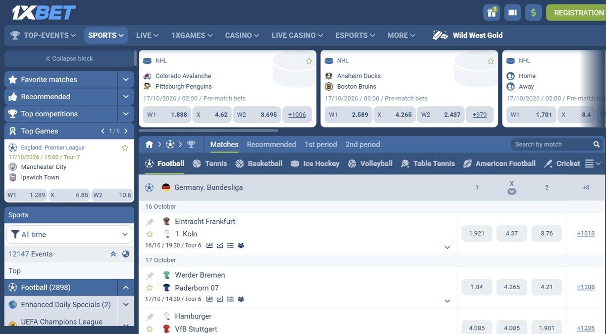 1xBet Nigeria football sportsbook with Bundesliga odds