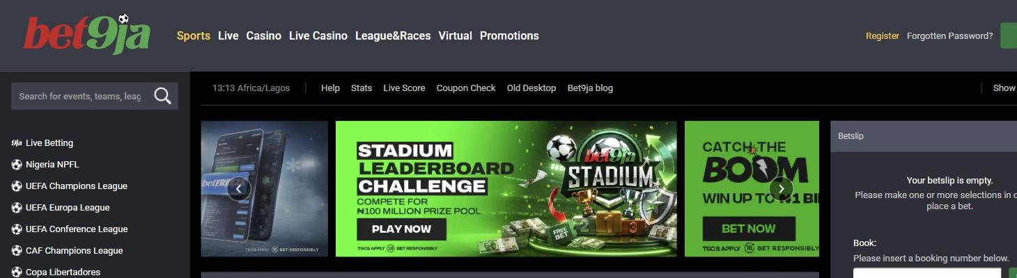 How To Play Bet9ja: A Practical Step-by-Step Guide 6 Bet9ja home page header with the Register button