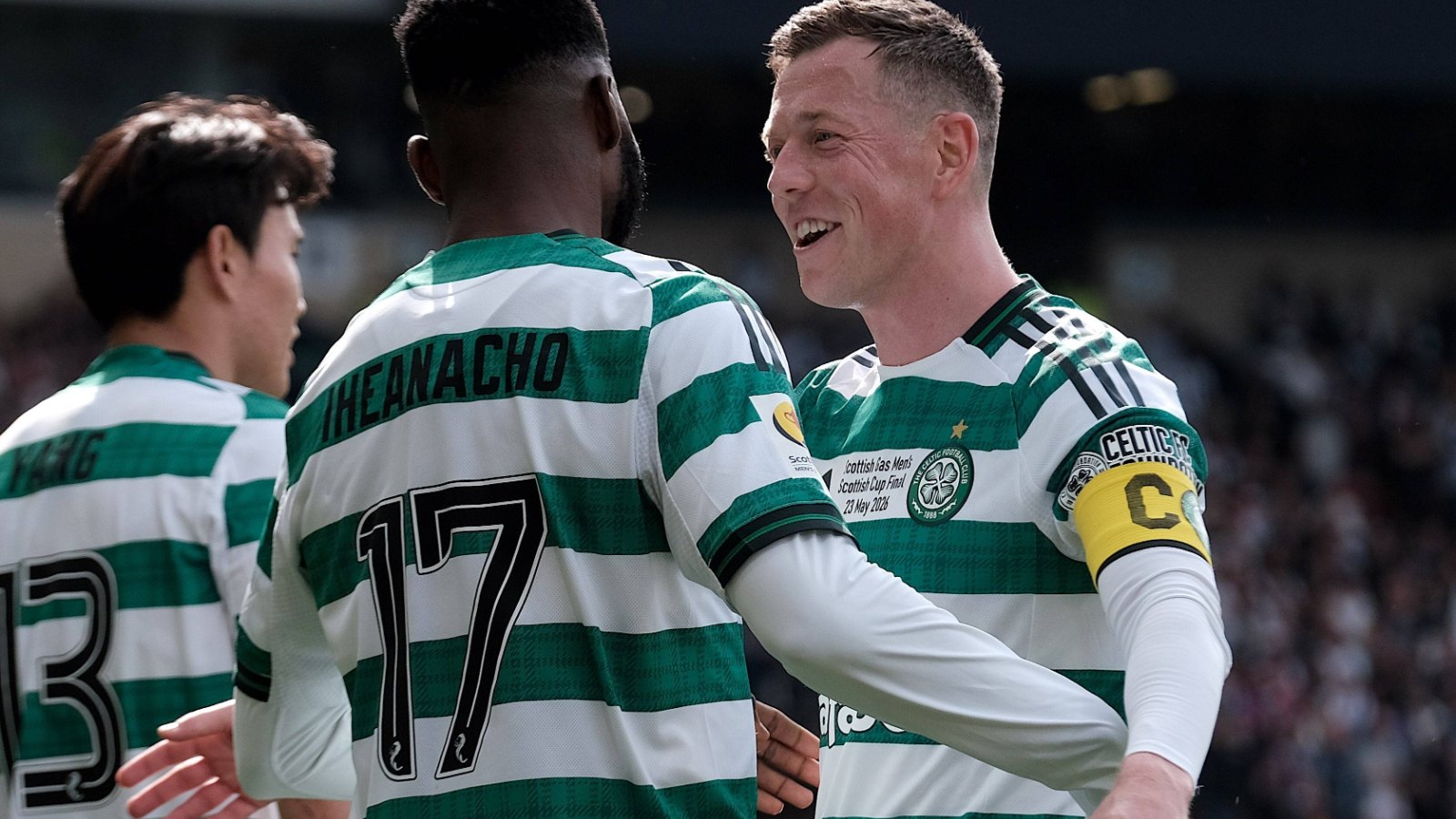 Kelechi Iheanacho celebrates with Callum McGregor, Scottish Cup final, 23 May 2026 Kelechi Iheanacho scores in 10th straight game as Bursaspor win 3-0