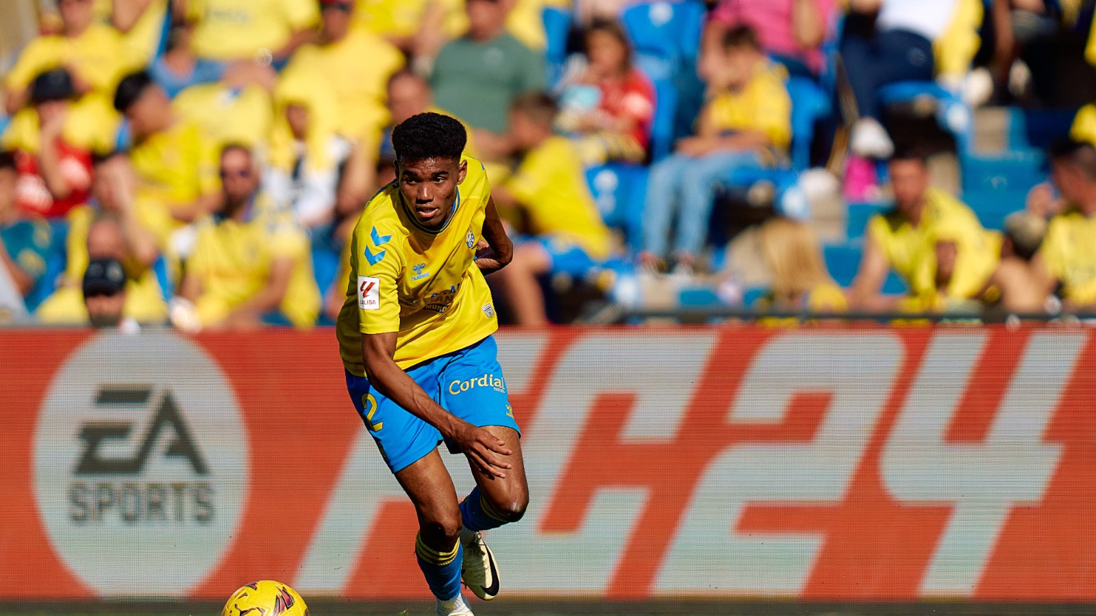 Marvin Park in action for Las Palmas against Real Madrid at the Estadio de Gran Canaria, January 2024