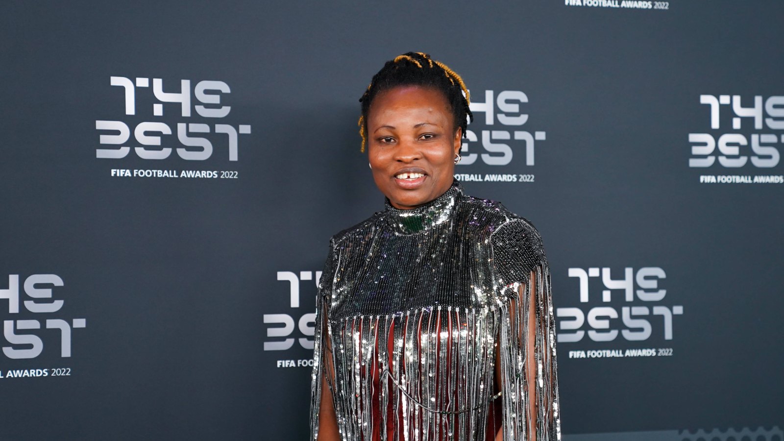 Perpetua Nkwocha, the Super Falcons all-time top scorer, at The Best FIFA Football Awards in Paris, February 2023