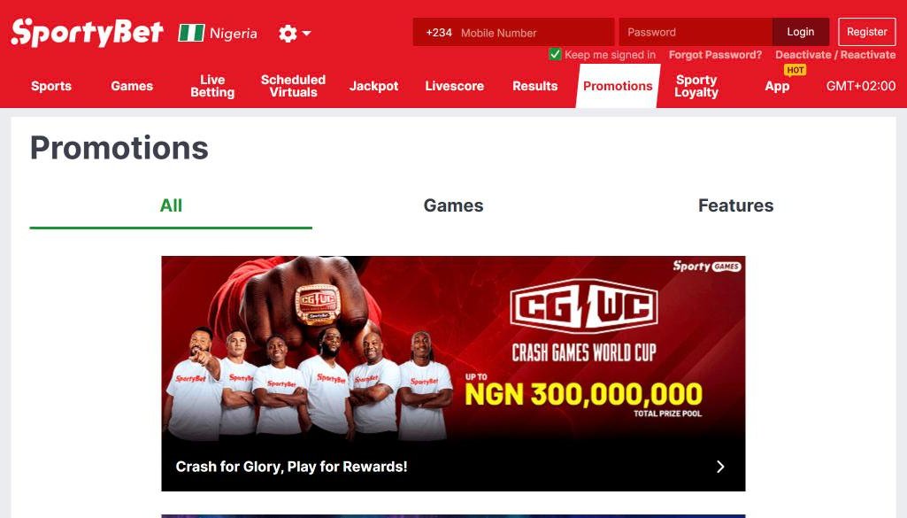 Bono de registro de SportyBet en Nigeria: qué obtienen los nuevos usuarios (octubre de 2026) 2 Página de promociones de SportyBet Nigeria en octubre de 2026, sin bono de bienvenida para nuevos clientes
